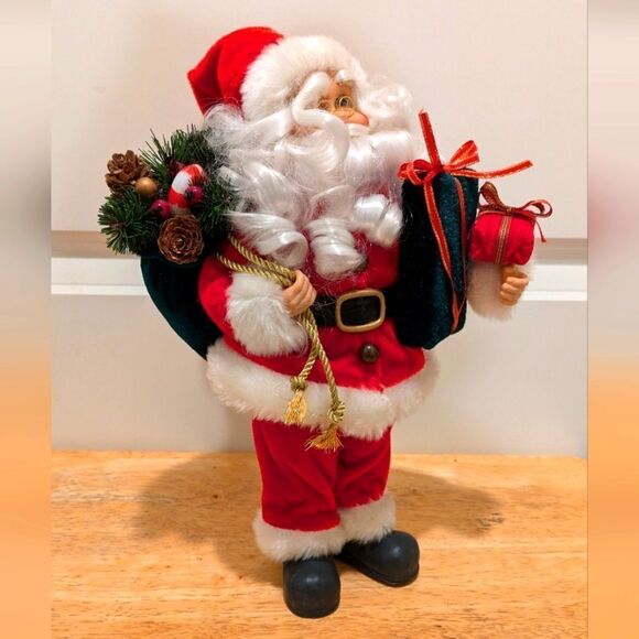 Beautiful 12" Vintage Santa Claus with Gold Glasses and Gifts Christmas Decor - Picture 7 of 7